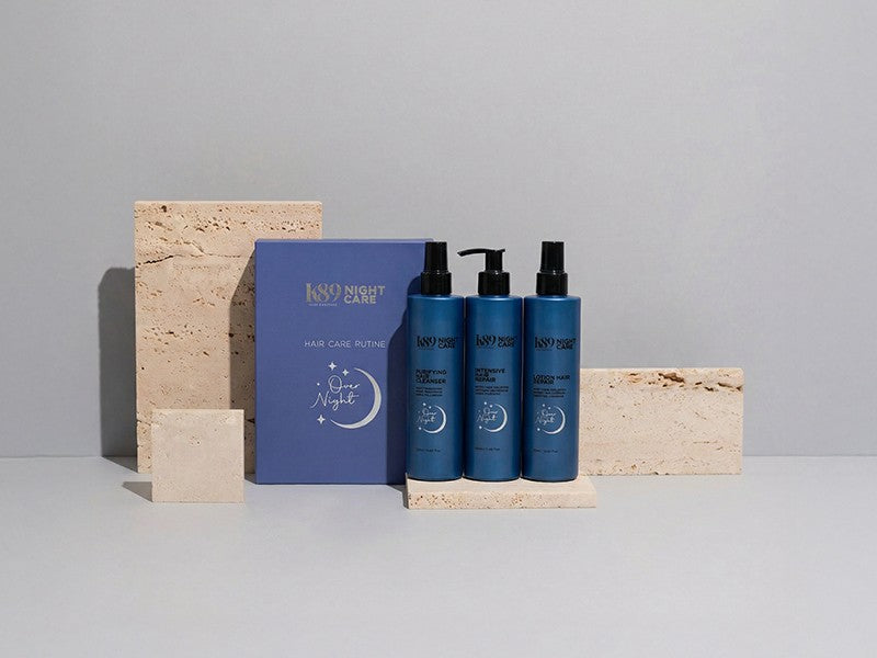 Pack OverNight Care K89 - Tratamiento capilar nocturno con Purifying Hair Cleanser, Lotion Hair Repair e Intensive Hair Repair para reparación y nutrición profunda del cabello
