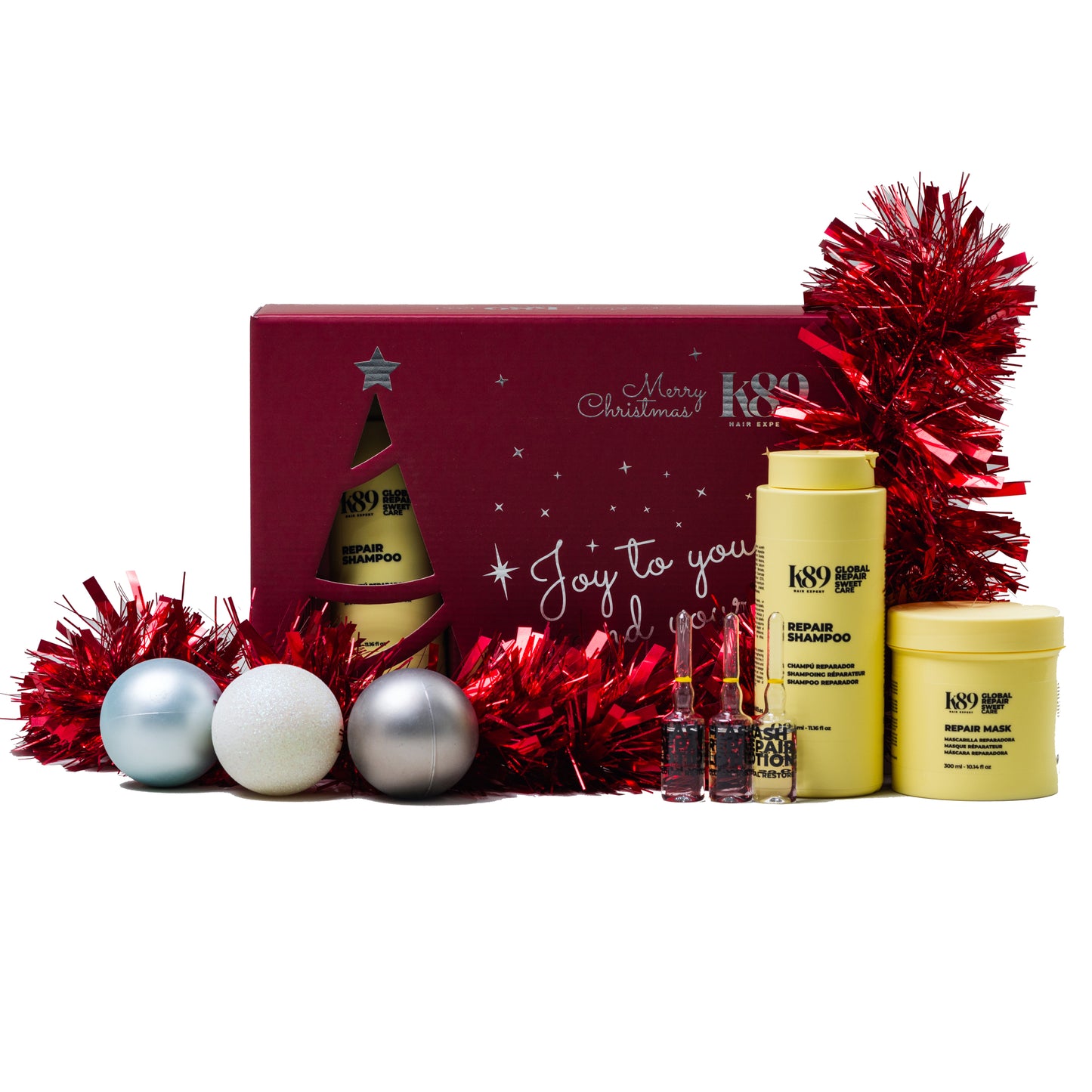 Pack k89 Global Repair & Flash Navidad 2025 - Set de tratamiento capilar profesional para reparación intensiva